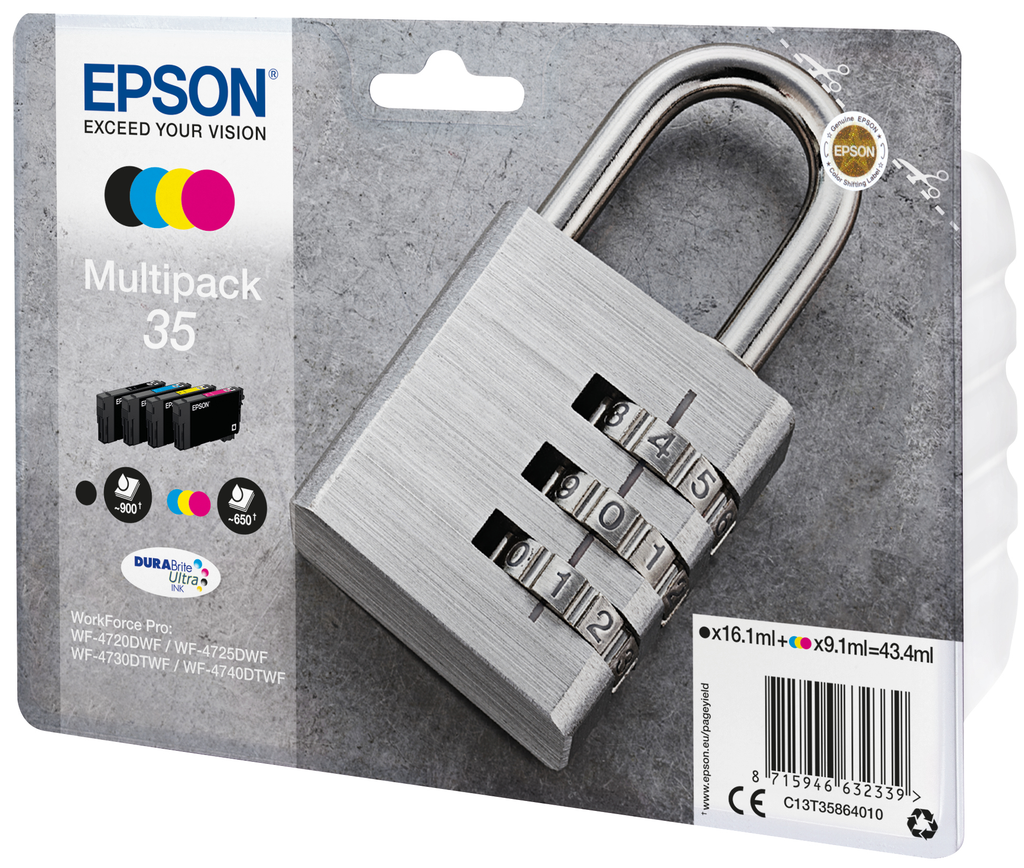 Epson C13T35864020 - Paquete de 4, negro, amarillo, cián, magenta, original