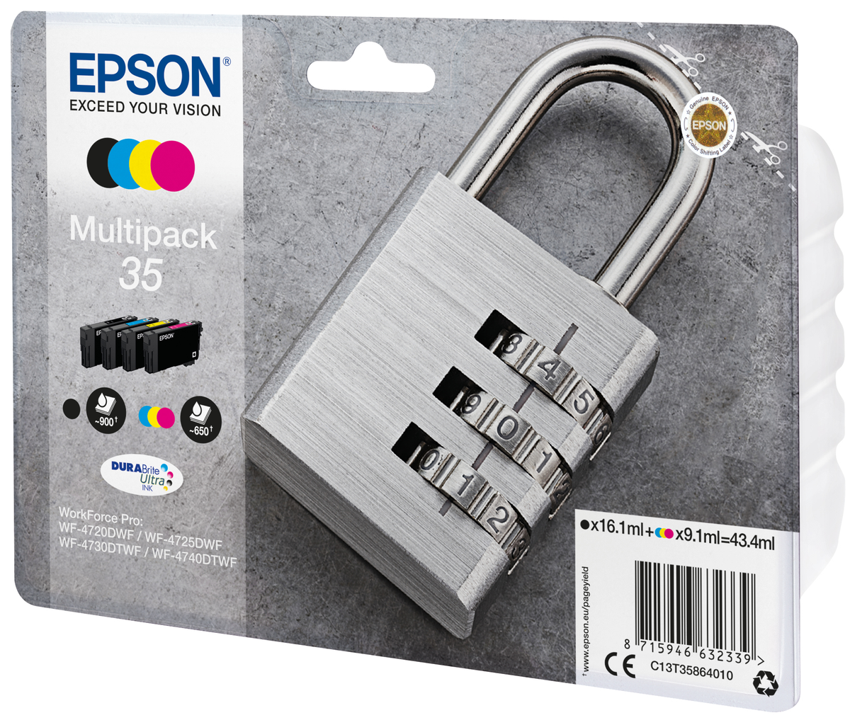 Epson C13T35864020 - Paquete de 4, negro, amarillo, cián, magenta, original