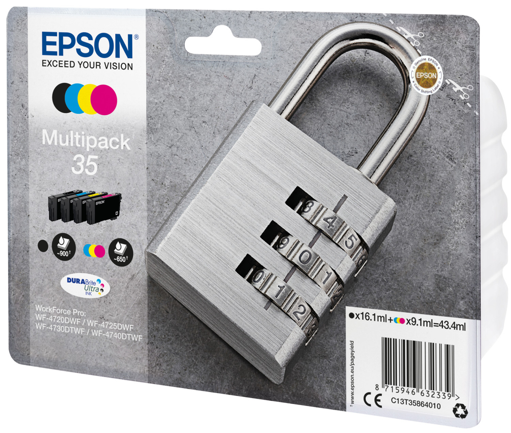 Epson C13T35864020 - Paquete de 4, negro, amarillo, cián, magenta, original