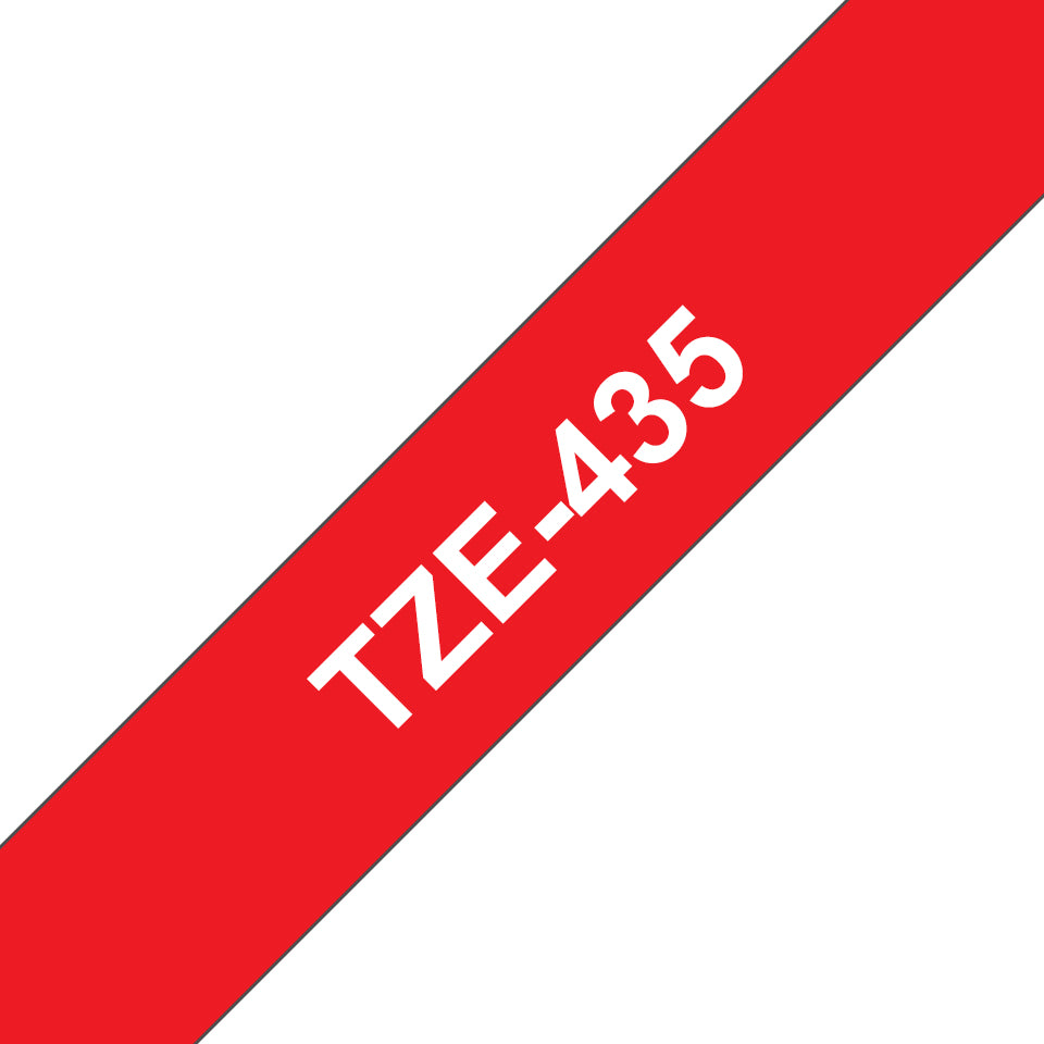 Brother TZE-435 cinta para impresora de etiquetas Blanco sobre rojo (2)
