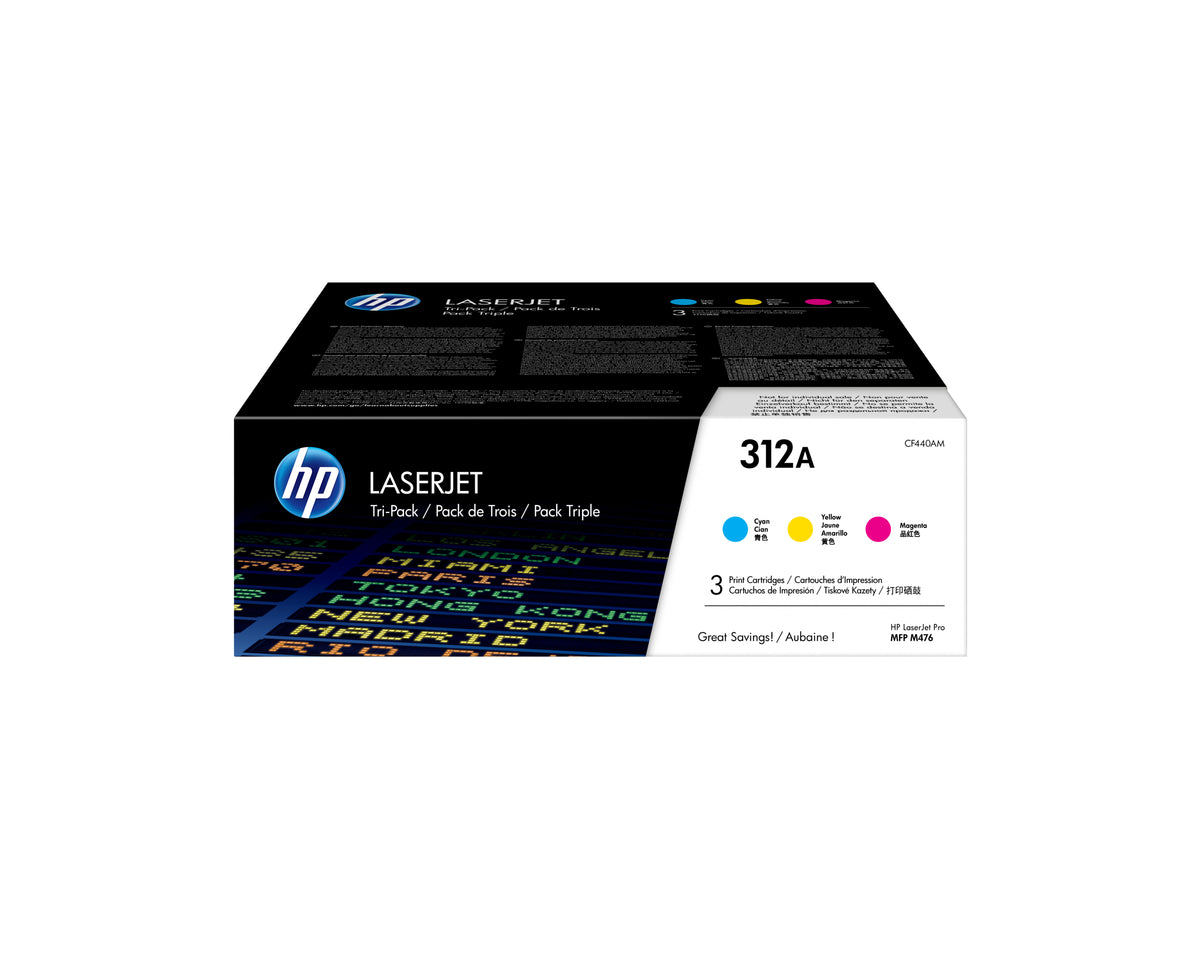 HP 312A 3-pack Cyan/Magenta/Yellow Original LaserJet Toner Cartridges cartucho de tóner 3 pieza(s) Cian, Magenta, Amarillo (2)