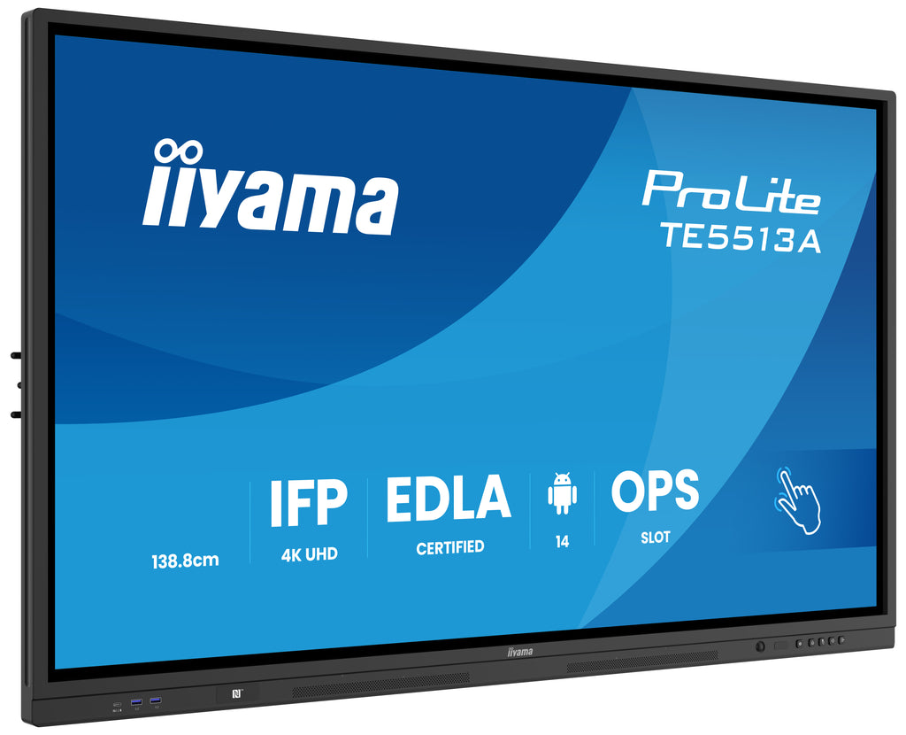 iiyama TE5513A-B3AG pantalla de señalización Panel plano interactivo 138,7 cm (54.6") LCD Wifi 500 cd / m² 4K Ultra HD Negro Pantalla táctil Procesador incorporado Android 24/7 (5)