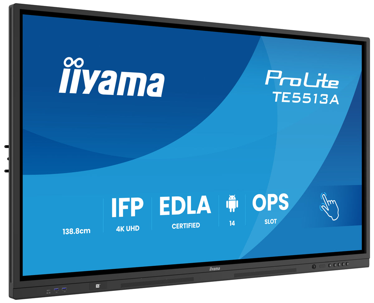iiyama TE5513A-B3AG pantalla de señalización Panel plano interactivo 138,7 cm (54.6") LCD Wifi 500 cd / m² 4K Ultra HD Negro Pantalla táctil Procesador incorporado Android 24/7 (5)