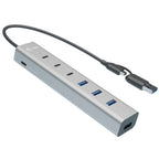 i-tec CAHUBMETAL7 hub de interfaz USB 3.2 Gen 1 (3.1 Gen 1) Type-A + Type-C 5 Mbit/s Gris