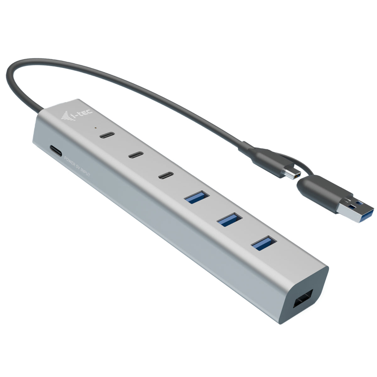 i-tec CAHUBMETAL7 hub de interfaz USB 3.2 Gen 1 (3.1 Gen 1) Type-A + Type-C 5 Mbit/s Gris