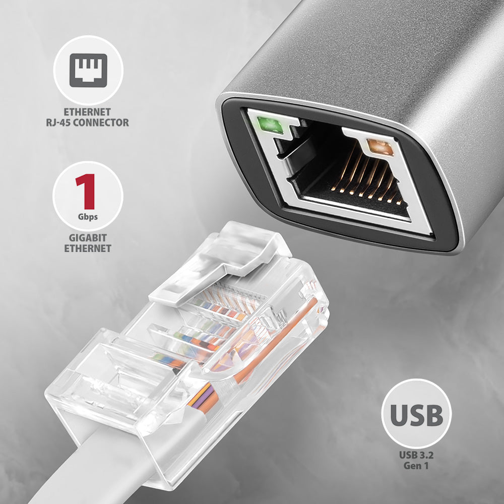 Axagon ADE-TXCA Gigabit Ethernet Adapter USB-C+ USB-A - titangrau - Adapter - Digital/Daten 1000 Mbit/s (2)