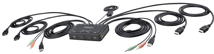 Startech C2-DH46-UA2-CBL-KVM - 4K 60Hz, Conmutador KVM / audio / USB, compacto