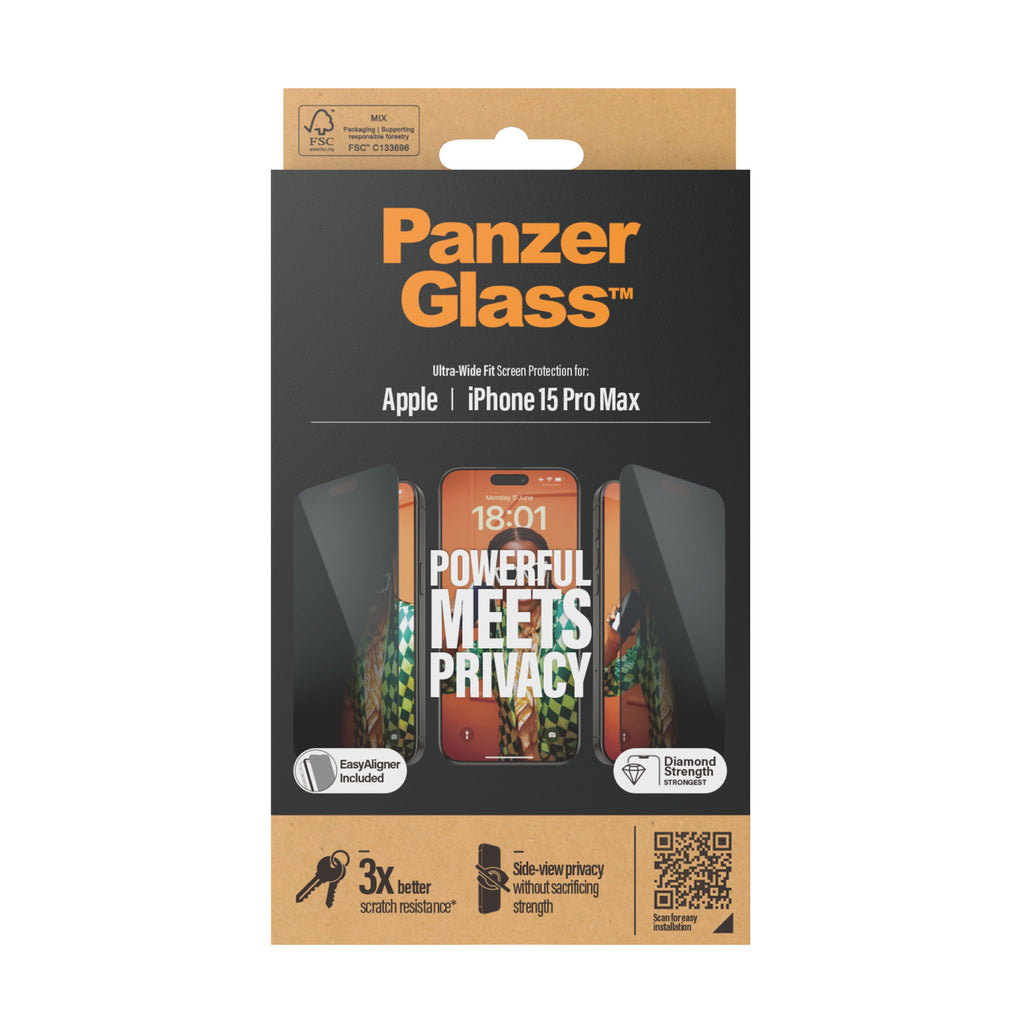 PanzerGlass ® Privacy Screen Protector iPhone 15 Pro Max (P2812)
