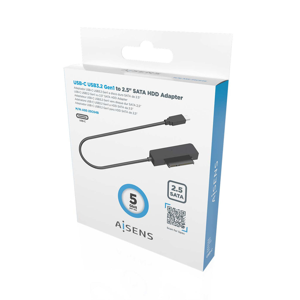 AISENS ASE-25C04B caja para disco duro externo Caja de disco duro (HDD) 2.5" USB con suministro de corriente (6)