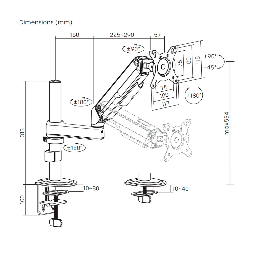 AISENS DT32TSR-449 soporte para monitor 81,3 cm (32") Escritorio (8)