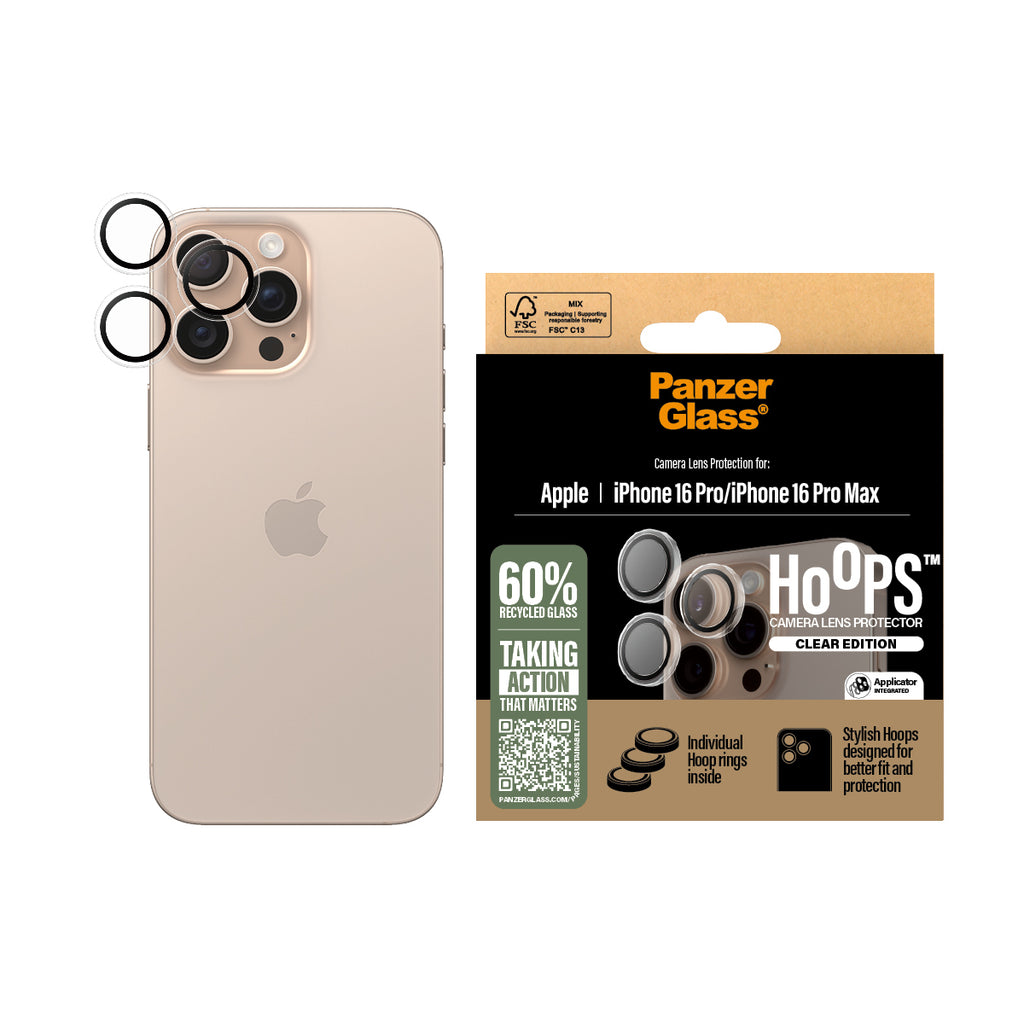 PanzerGlass ® Hoops® Camera Lens Protector Transparent iPhone 16 Pro | 16 Pro Max Protector de pantalla Apple 1 pieza(s) (2)