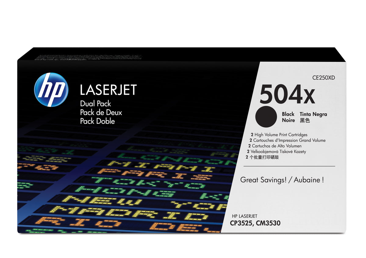 HP 504X 2-pack High Yield Black Original LaserJet Toner Cartridges cartucho de tóner 2 pieza(s) (2)