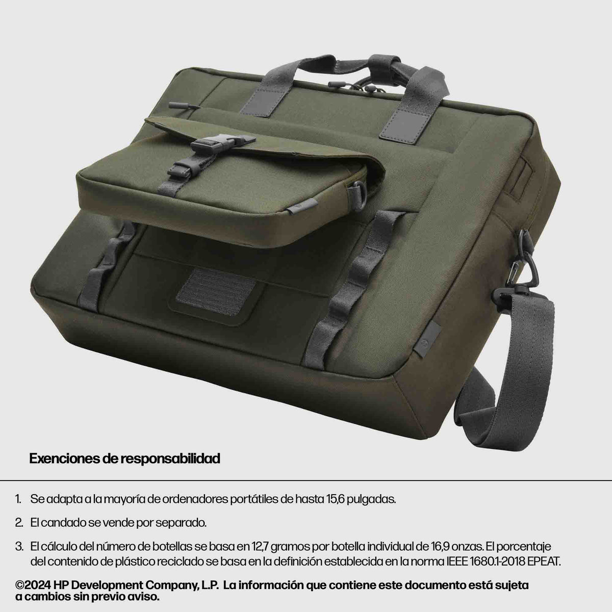 HP 15.6 Modular Laptop Bag 39,6 cm (15.6") Bandolera Verde, Gris (7)