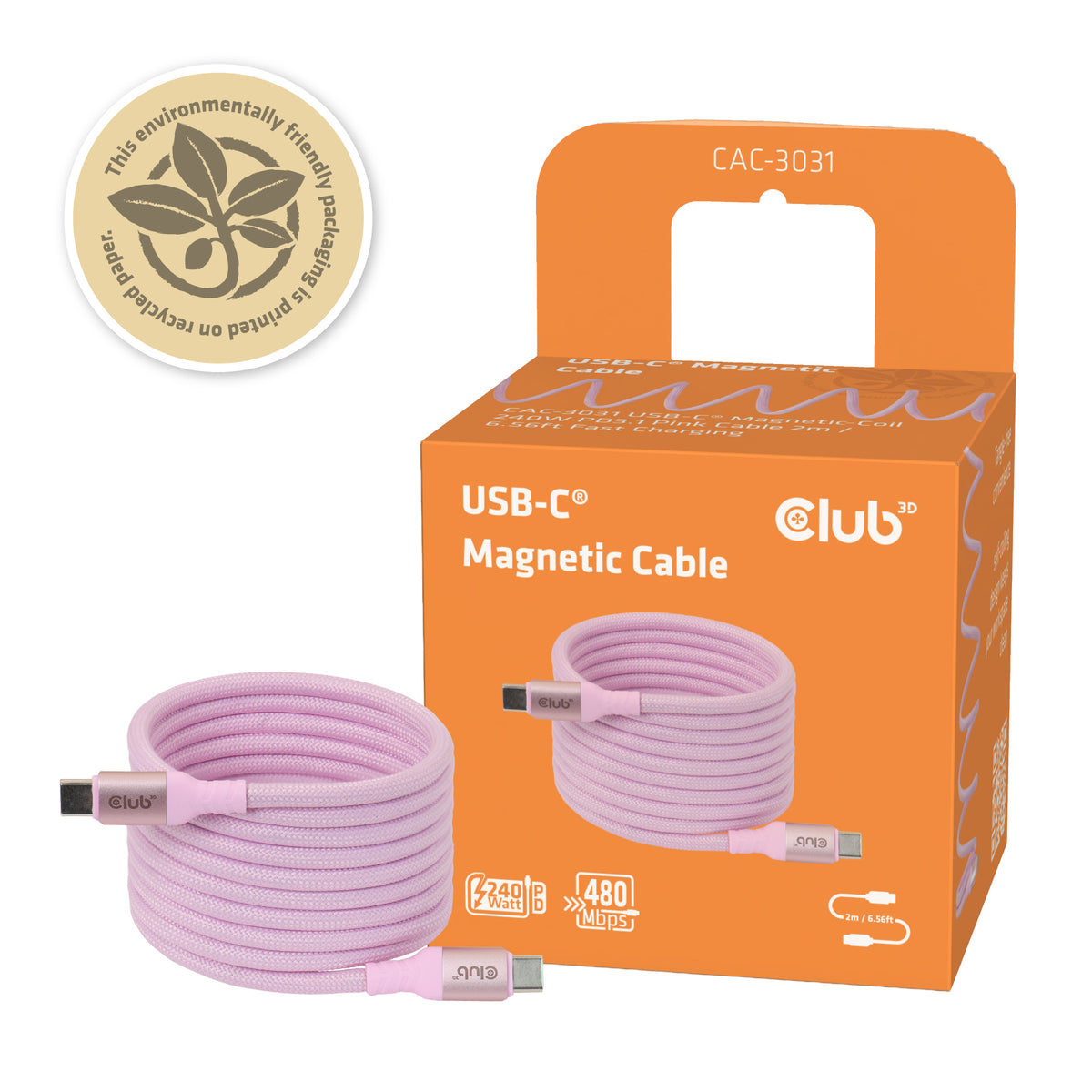 CLUB3D CAC-3031 cable USB USB 2.0 2 m USB C Rosa (8)