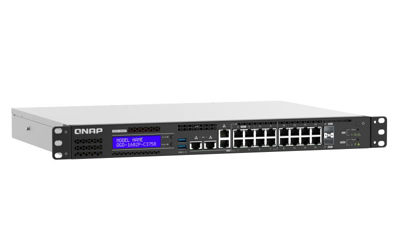 QNAP QGD-1602P Gestionado L2 Gigabit Ethernet (10/100/1000) Energía sobre Ethernet (PoE) 1U Negro, Gris (2)