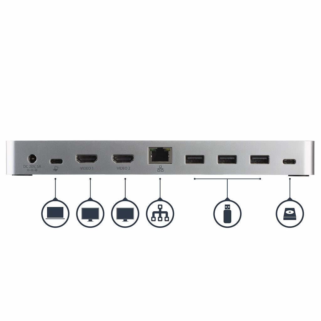 StarTech.com MST30C2HHPDU base para portátil y replicador de puertos Alámbrico USB 3.2 Gen 1 (3.1 Gen 1) Type-C Negro, Plata (5)