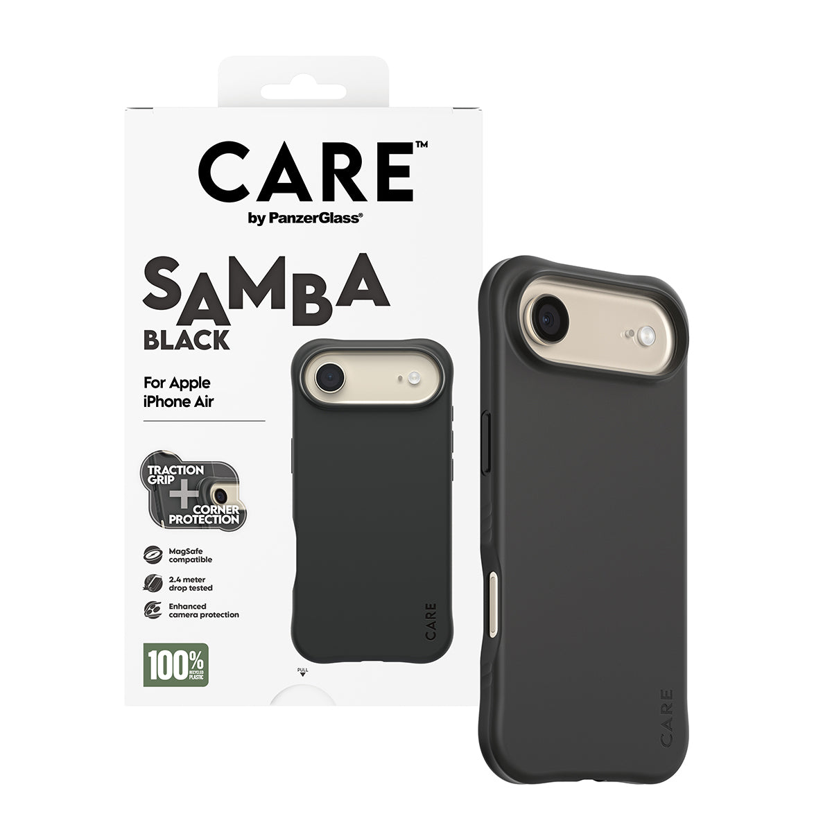 PanzerGlass CARE™ by ® Samba Case Black w. MagSafe iPhone Air funda