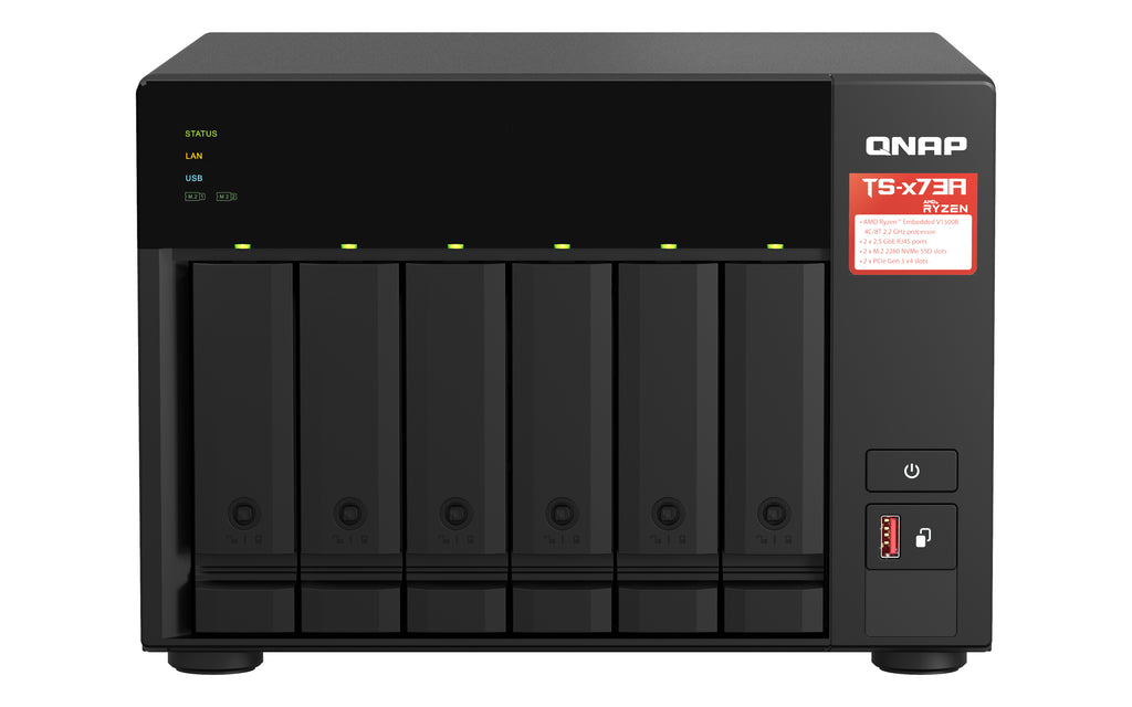 QNAP TS-673A NAS Torre Ryzen Embedded V1500B 8 GB DDR4 0 TB QNAP Turbo System Negro (2)