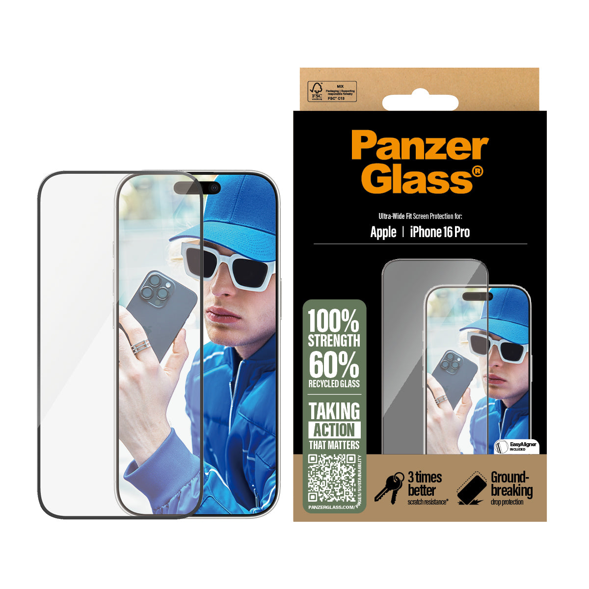 PanzerGlass ® Screen Protector iPhone 16 Pro | Ultra-Wide Fit Protector de pantalla Apple 1 pieza(s) (2)