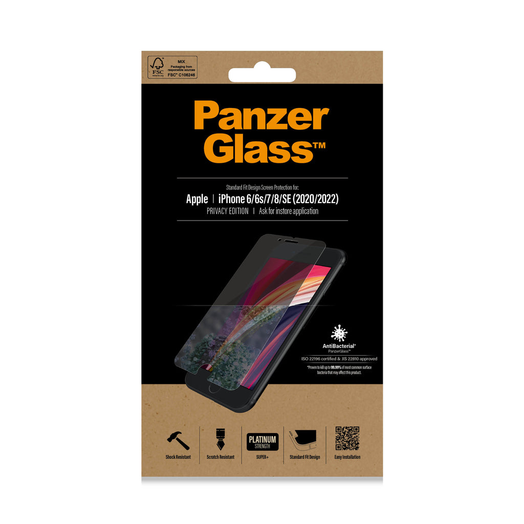 PanzerGlass ® Privacy Screen Protector iPhone SE (2020/2022) | 8 | 7 | 6 | 6s | Standard Fit Protector de pantalla Apple 1 pieza(s) (2)