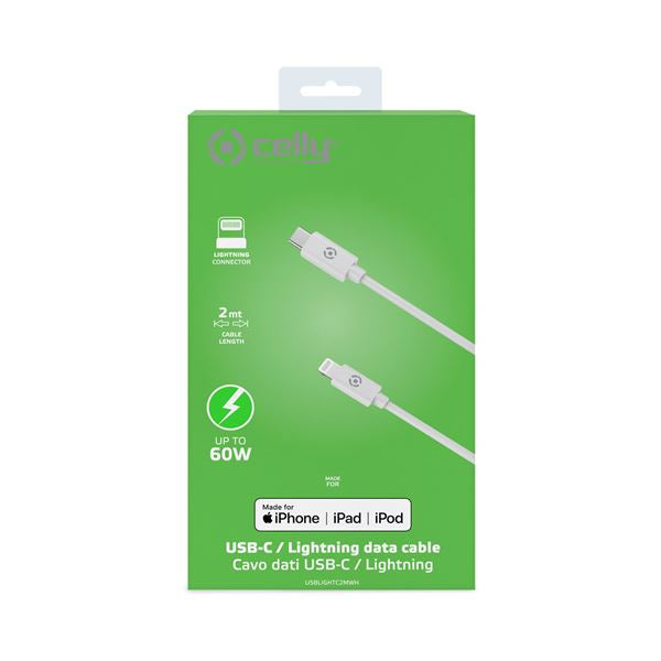 Celly USBLIGHTC2MWH cable de conector Lightning 2 m Blanco (4)