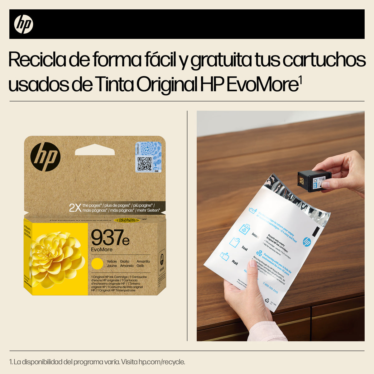 HP 937e EvoMore Yellow Original Ink Cartridge cartucho de tinta 1 pieza(s) Alto rendimiento (XL) Amarillo (6)