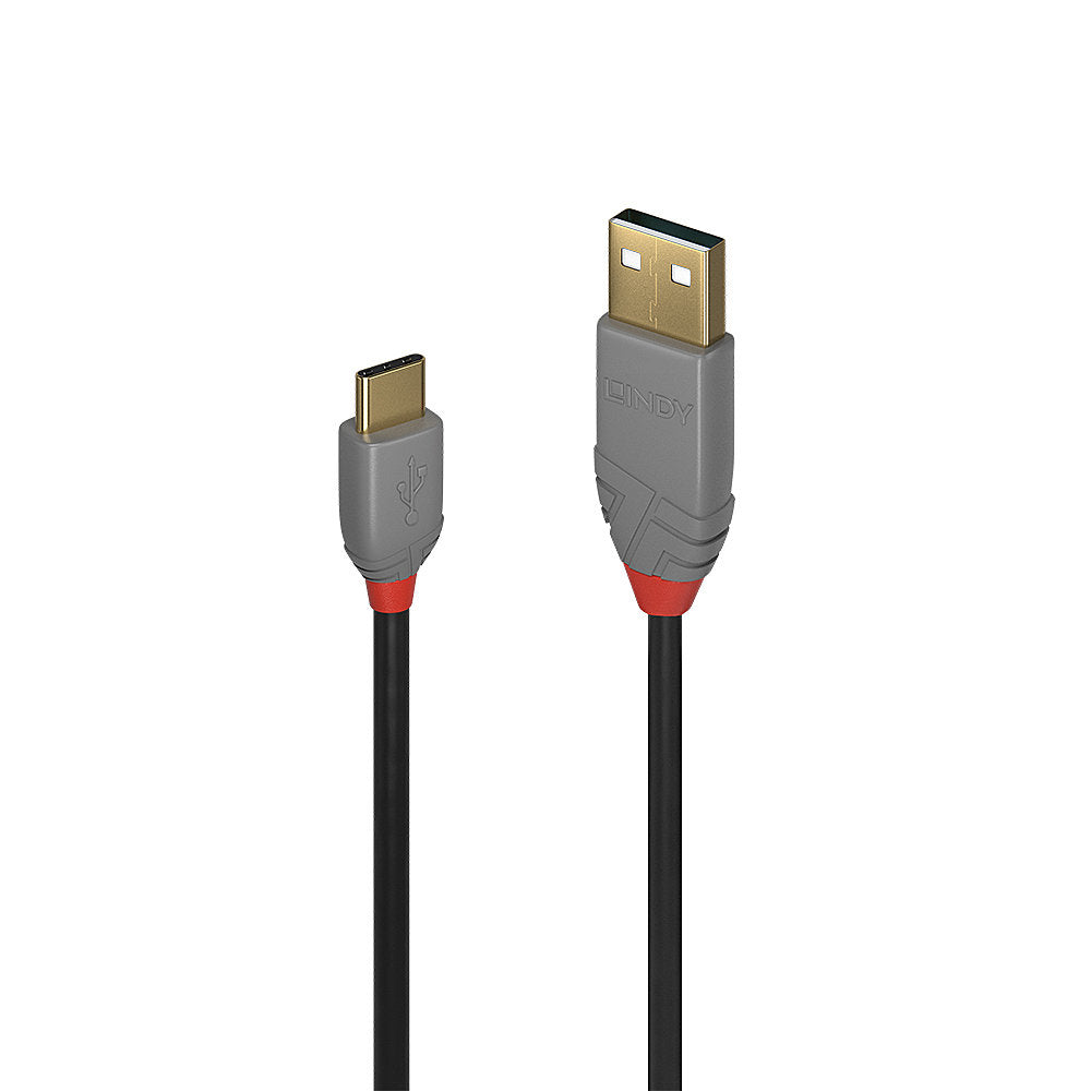 Lindy 36887 cable USB USB 2.0 2 m USB A USB C 0,48 Gbit/s Negro, Gris (2)