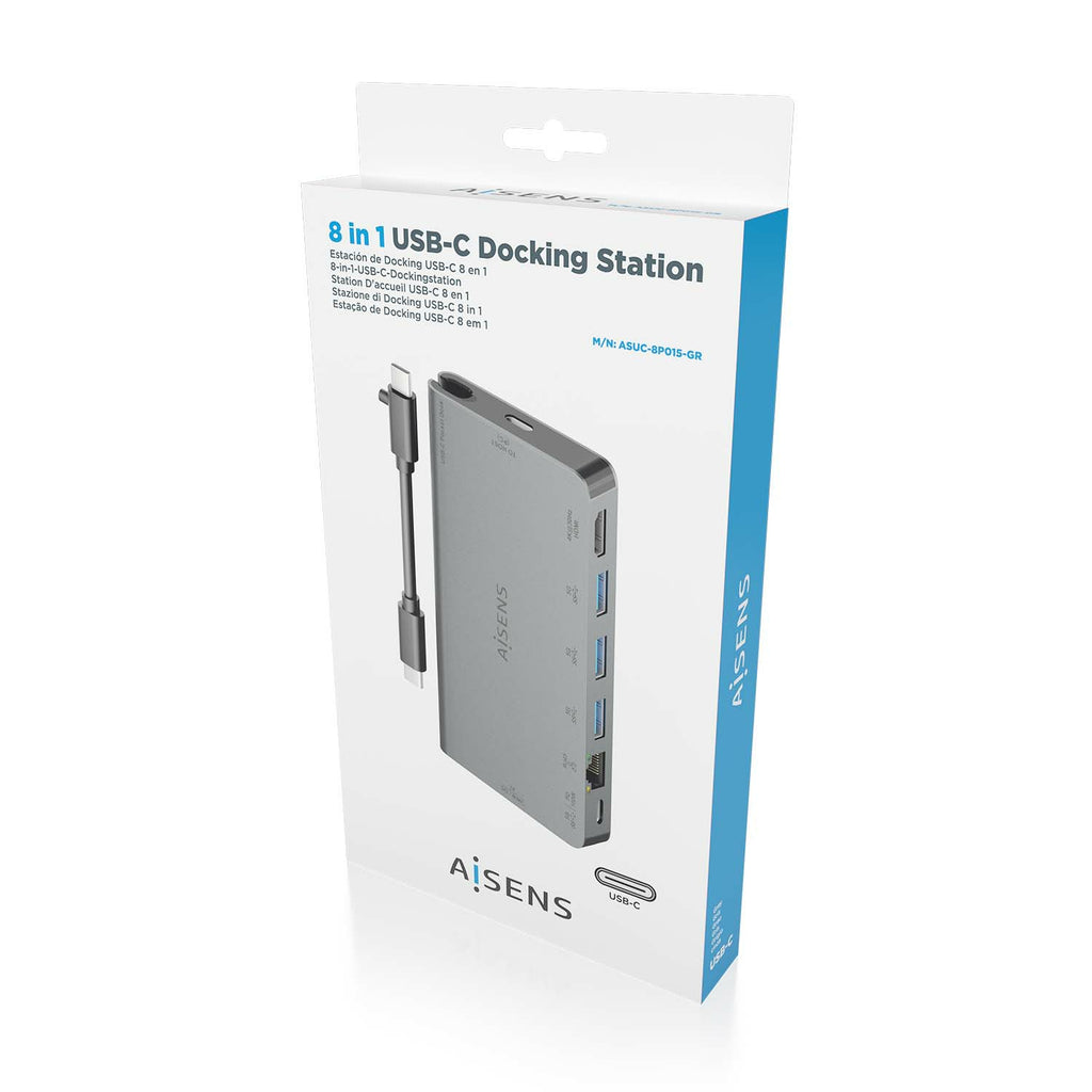 AISENS ASUC-8P015-GR base para portátil y replicador de puertos Alámbrico USB 3.2 Gen 1 (3.1 Gen 1) Type-C (8)