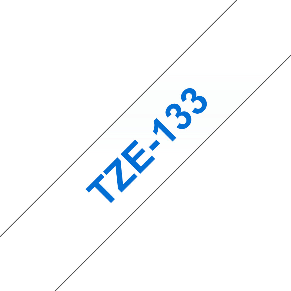 Brother TZE-133 cinta para impresora de etiquetas Azul sobre transparente (2)