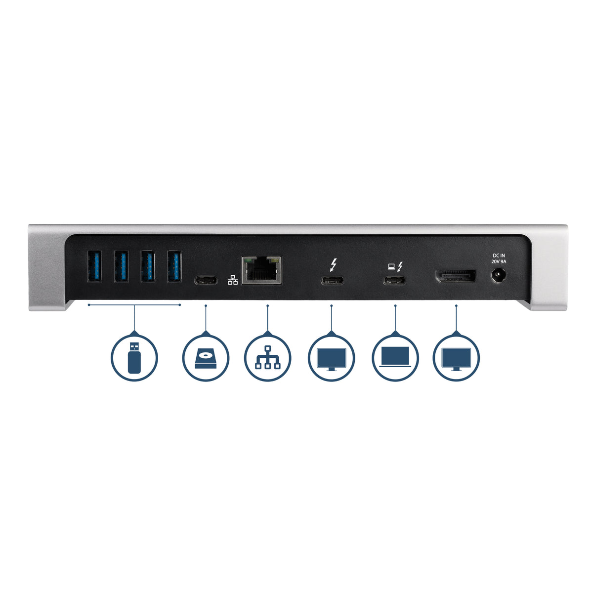 StarTech.com TB3DOCK2DPPU base para portátil y replicador de puertos Alámbrico USB 3.2 Gen 1 (3.1 Gen 1) Type-C Negro (4)