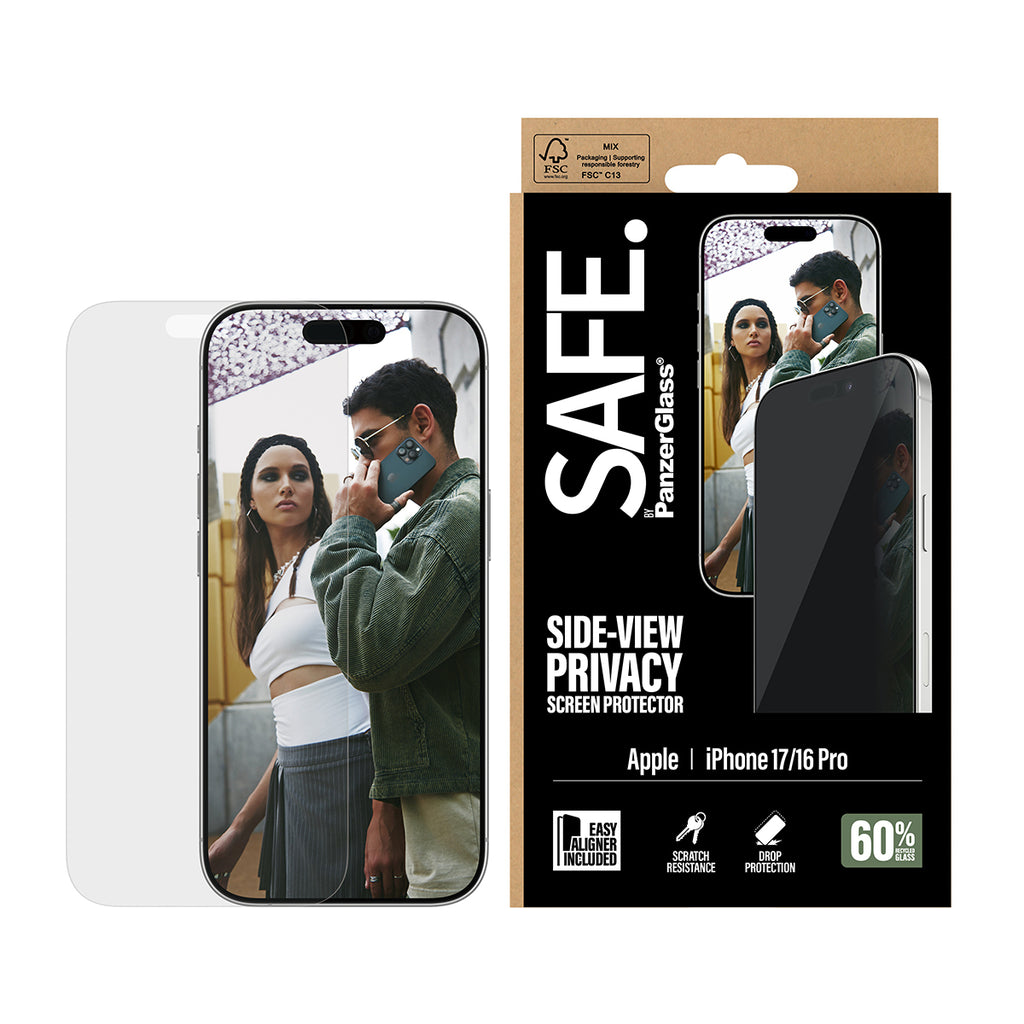 PanzerGlass SAFE. by ® 2-Way Privacy Screen Protector iPhone 17 | iPhone 16 Pro | Ultra-Wide Fit w. EasyAligner Protector de pantalla Apple 1 pieza(s) (2)