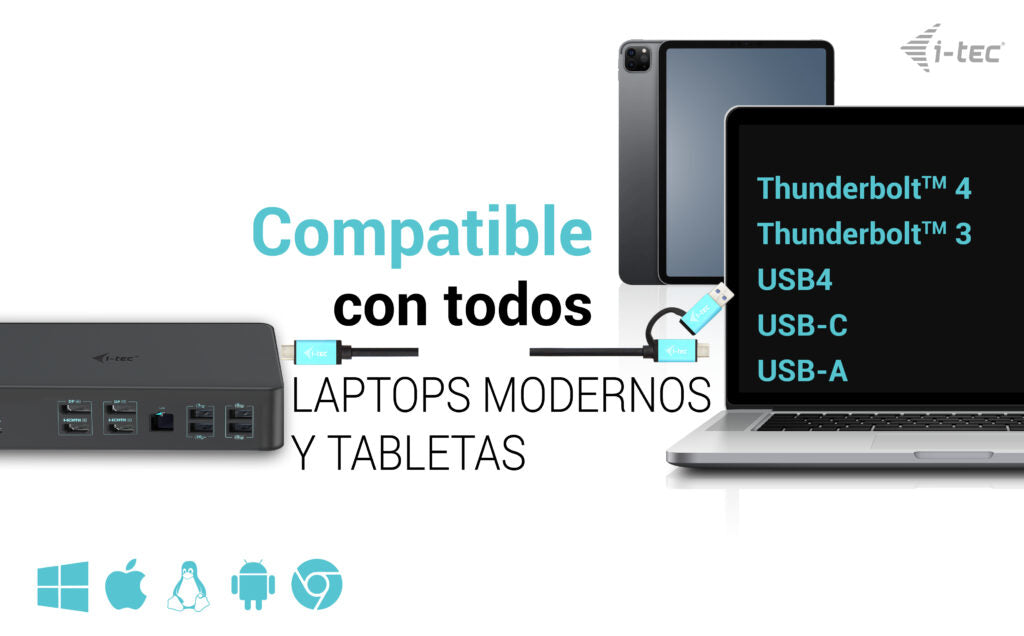 i-tec CADUAL4KDOCKPD2 base para portátil y replicador de puertos Alámbrico USB
