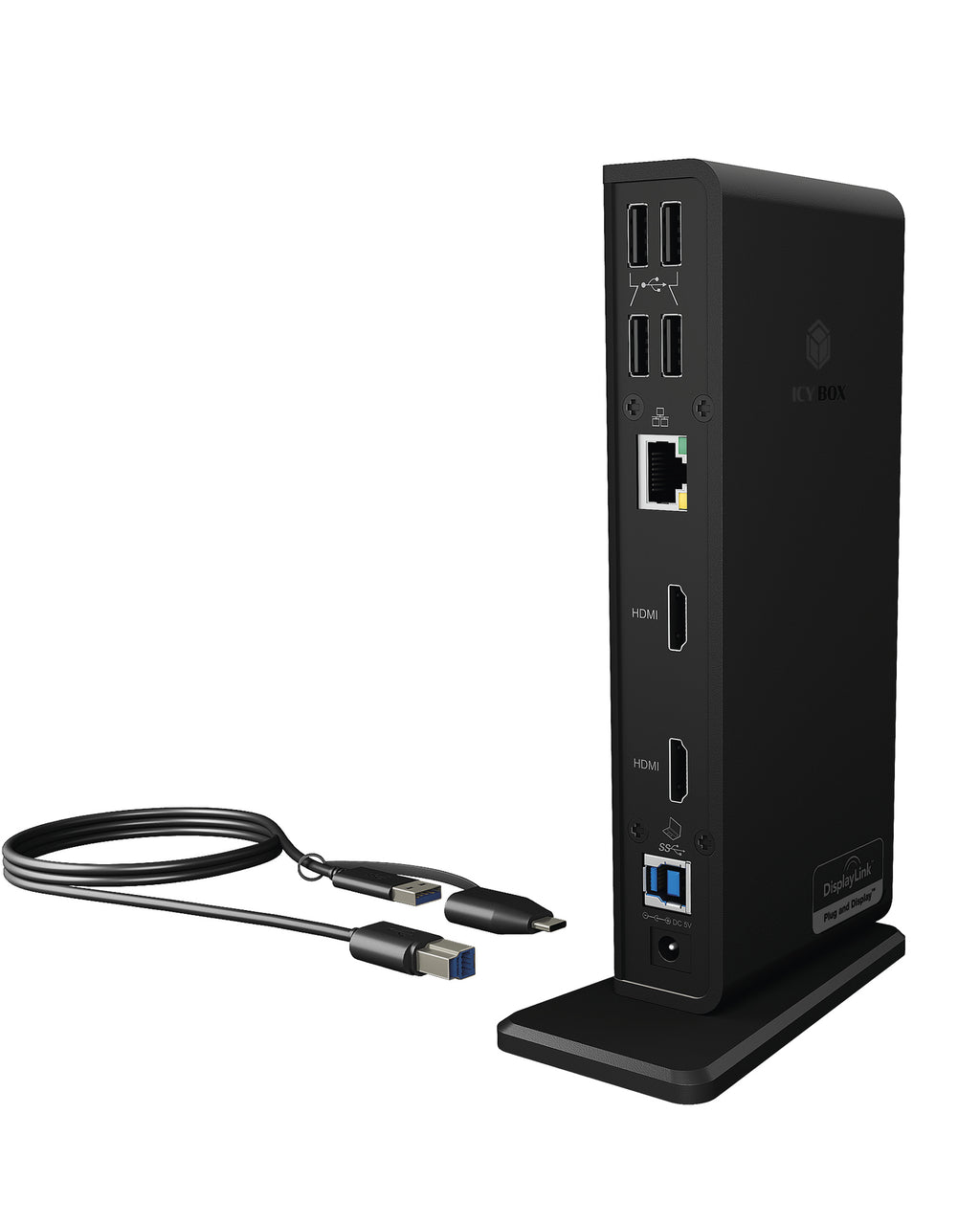 ICY BOX IB-DK2251AC Alámbrico USB 3.2 Gen 2 (3.1 Gen 2) Type-A Negro