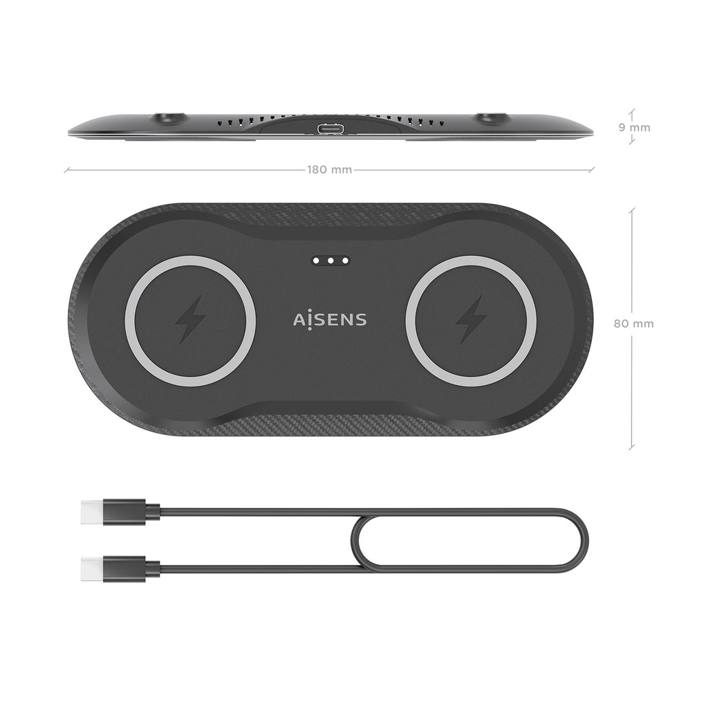 AISENS ASCH-15W2WC060-BK cargador de dispositivo móvil Auriculares, Smartphone Cargador inalámbrico Interior (6)