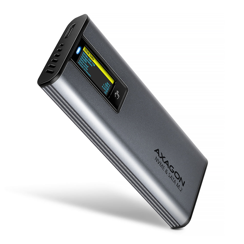 Axagon EEM2-SD2 caja para disco duro externo Caja externa para unidad de estado sólido (SSD) Gris M.2