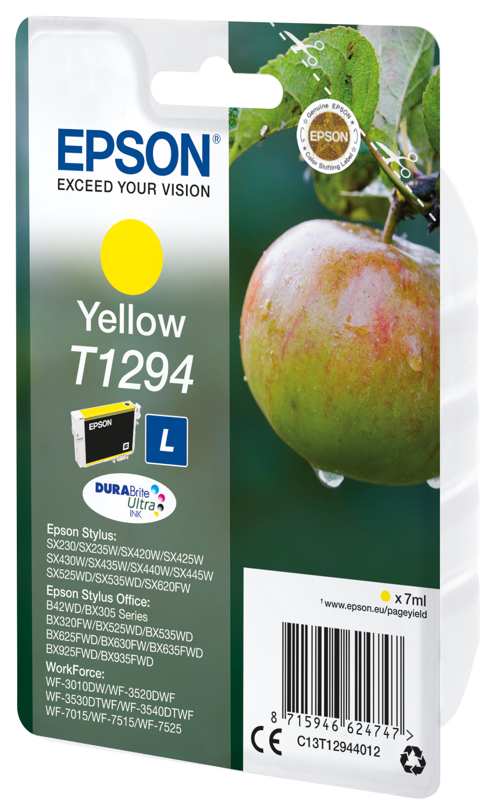 Epson Apple T1294 cartucho de tinta 1 pieza(s) Original Low Yield Amarillo