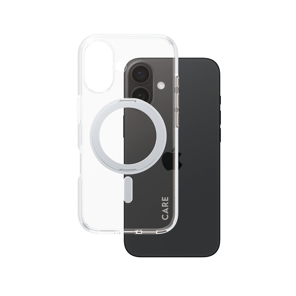 PanzerGlass CARE™ by ® Funda Transparente con Soporte Plateado y MagSafe iPhone (1325)