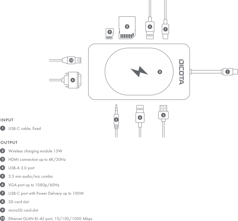 DICOTA D32059 hub de interfaz USB Type-C Negro, Plata (6)