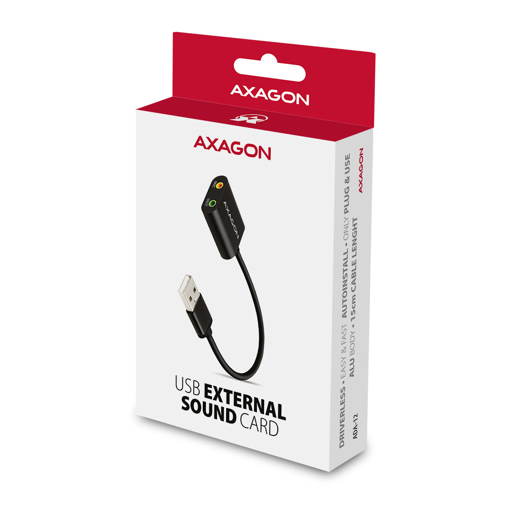 Axagon ADA-12 USB 2.0 Stereo Audio Mini-Adapter 15 cm Kabellänge - Kabel - Audio/Multimedia 2.0 canales (6)