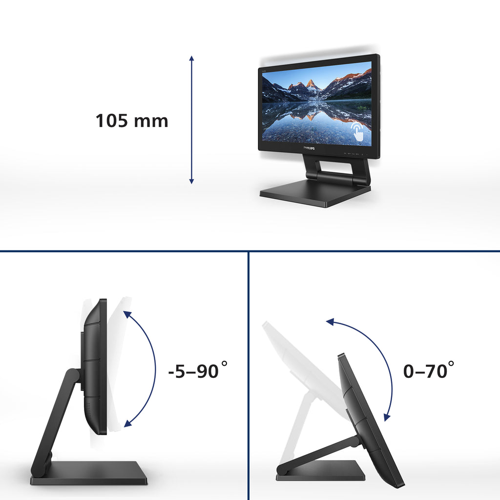 Philips 162B9T/00 pantalla para PC 39,6 cm (15.6") 1366 x 768 Pixeles HD LCD Pantalla táctil Negro (3)