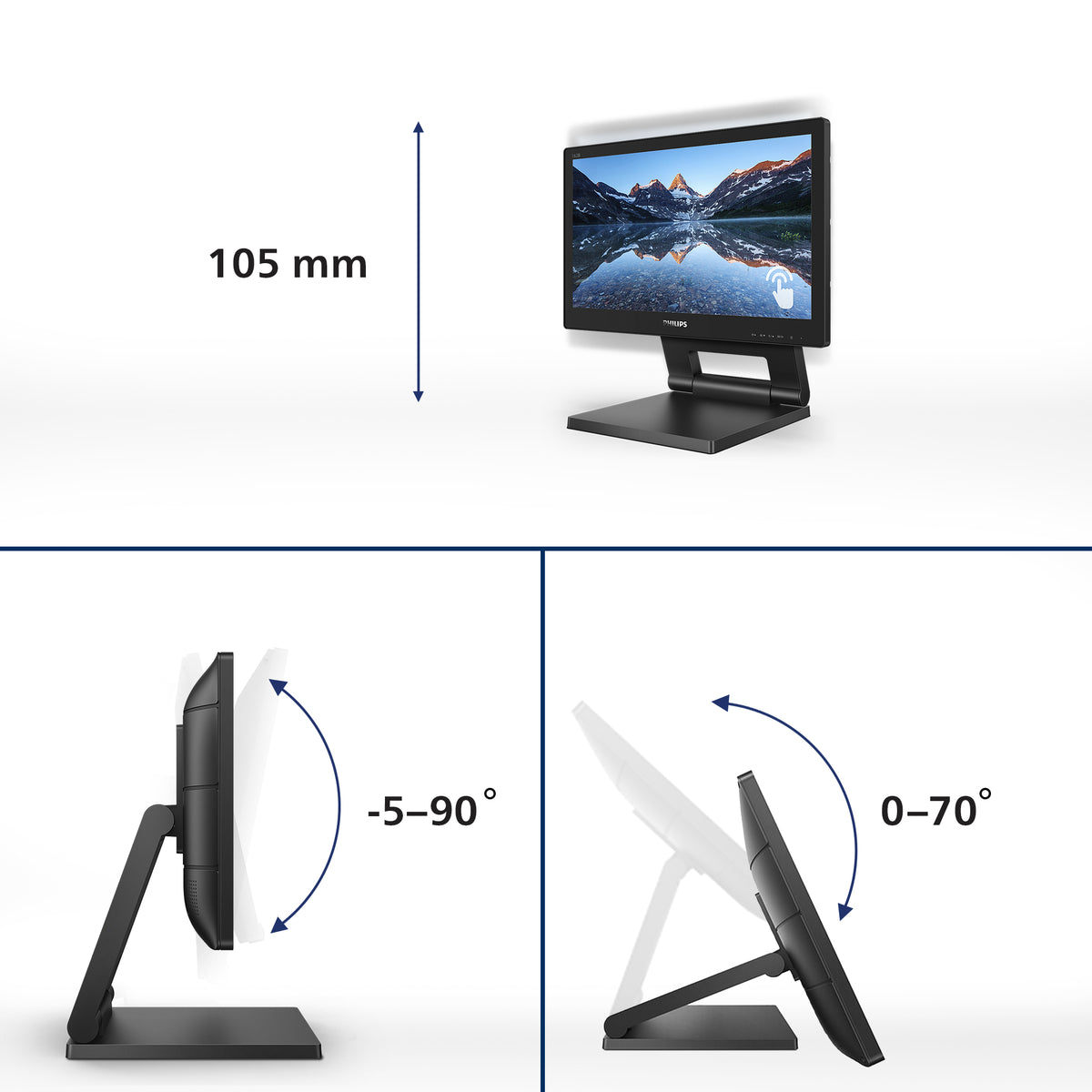 Philips 162B9T/00 pantalla para PC 39,6 cm (15.6") 1366 x 768 Pixeles HD LCD Pantalla táctil Negro (3)
