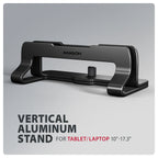Axagon STND-VB Vertikaler Laptop-Ständer, einstellbare Breite, Aluminium Soporte para ordenador portátil y tableta Negro 43,9 cm (17.3") (2)