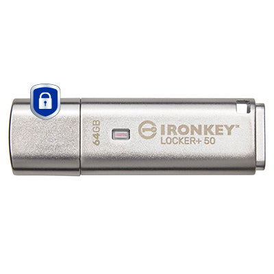 Kingston IronKey Locker+ 50 - Unidad flash USB - cifrado - 64GB - USB3.2 Gen 1