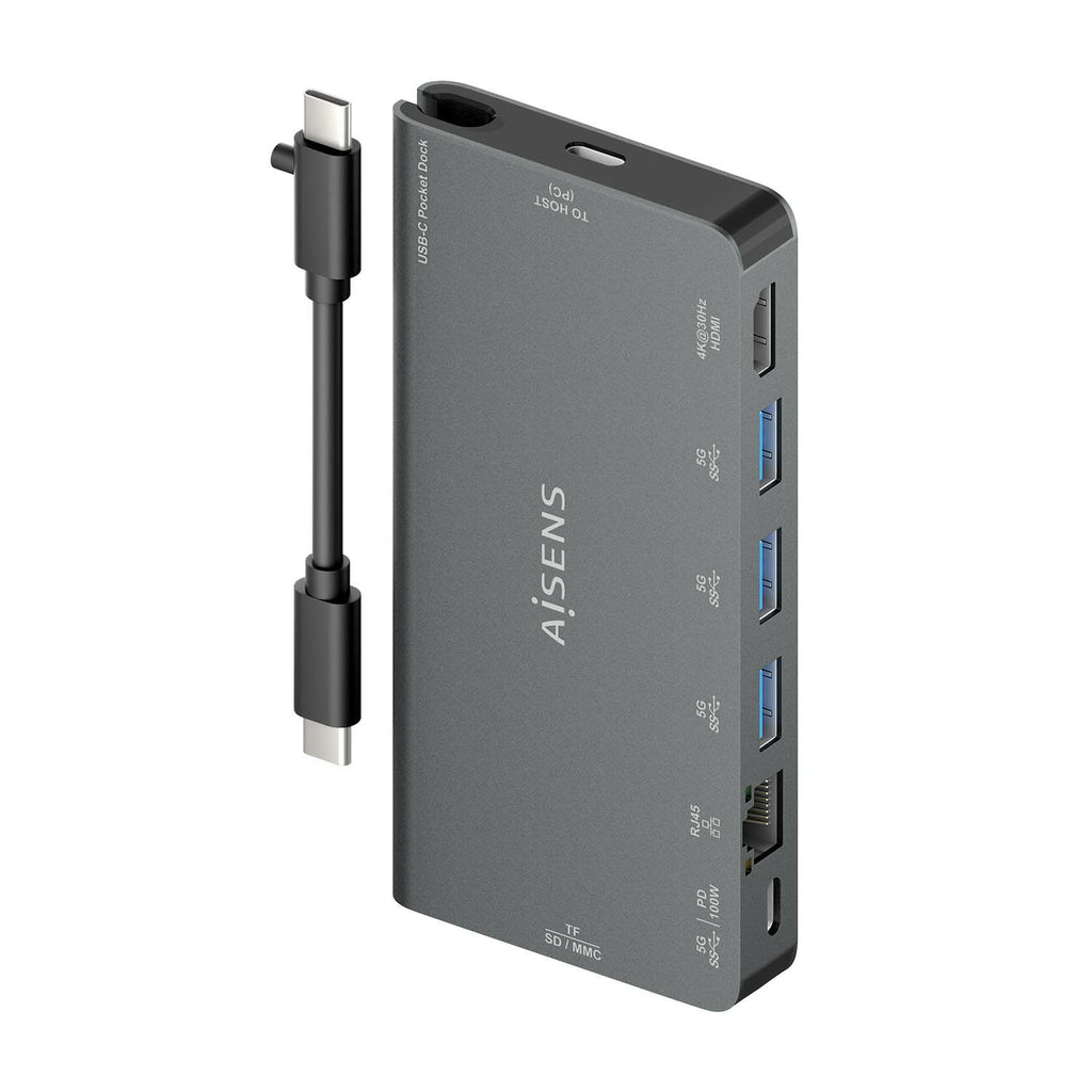 AISENS ASUC-8P015-GR base para portátil y replicador de puertos Alámbrico USB 3.2 Gen 1 (3.1 Gen 1) Type-C (4)