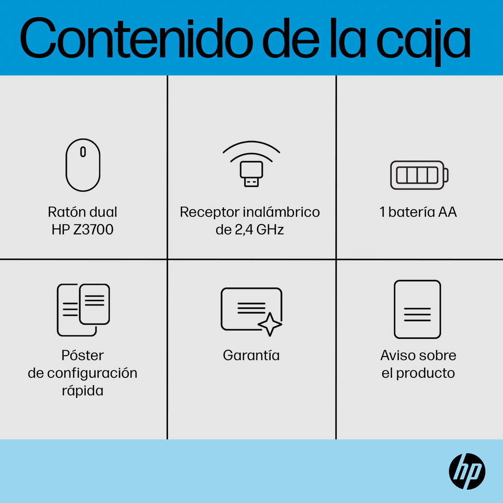 HP Z3700 Dual Silver Wireless Mouse ratón Oficina Ambidextro Bluetooth + USB Type-A (5)