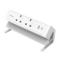 Fellowes Power Desk Type G Clamp Fit 2x230v 1xUSB-A 1x USB-C Socket 2m Cable White - 100137181 base múltiple 2 salidas AC Interior Blanco