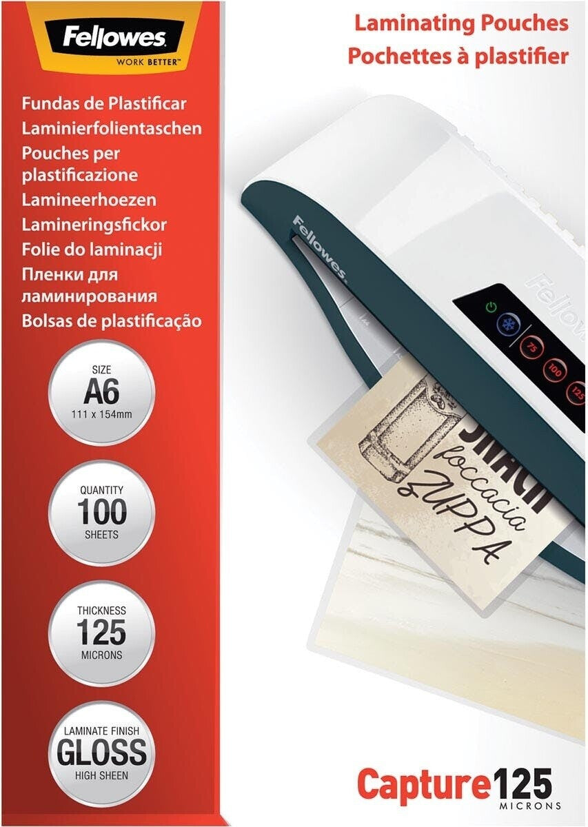 Lámina plastif. Fellowes A6 125µ 100 un. (4)