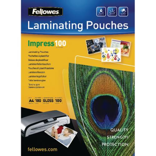 Fellowes Fundas Brillantes A4 100 piezas funda de plastificar 100mµ