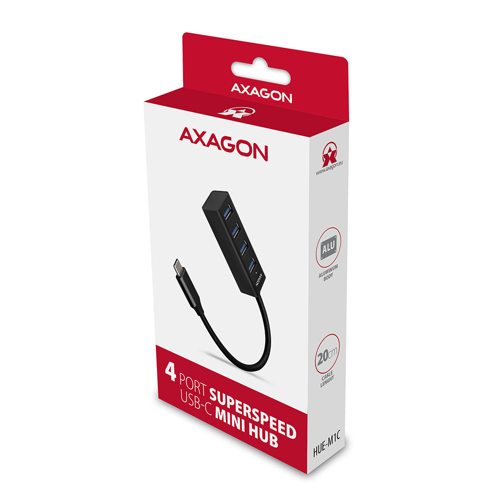 Axagon HUE-M1C hub de interfaz USB 3.2 Gen 1 (3.1 Gen 1) Type-C 5000 Mbit/s Negro (6)