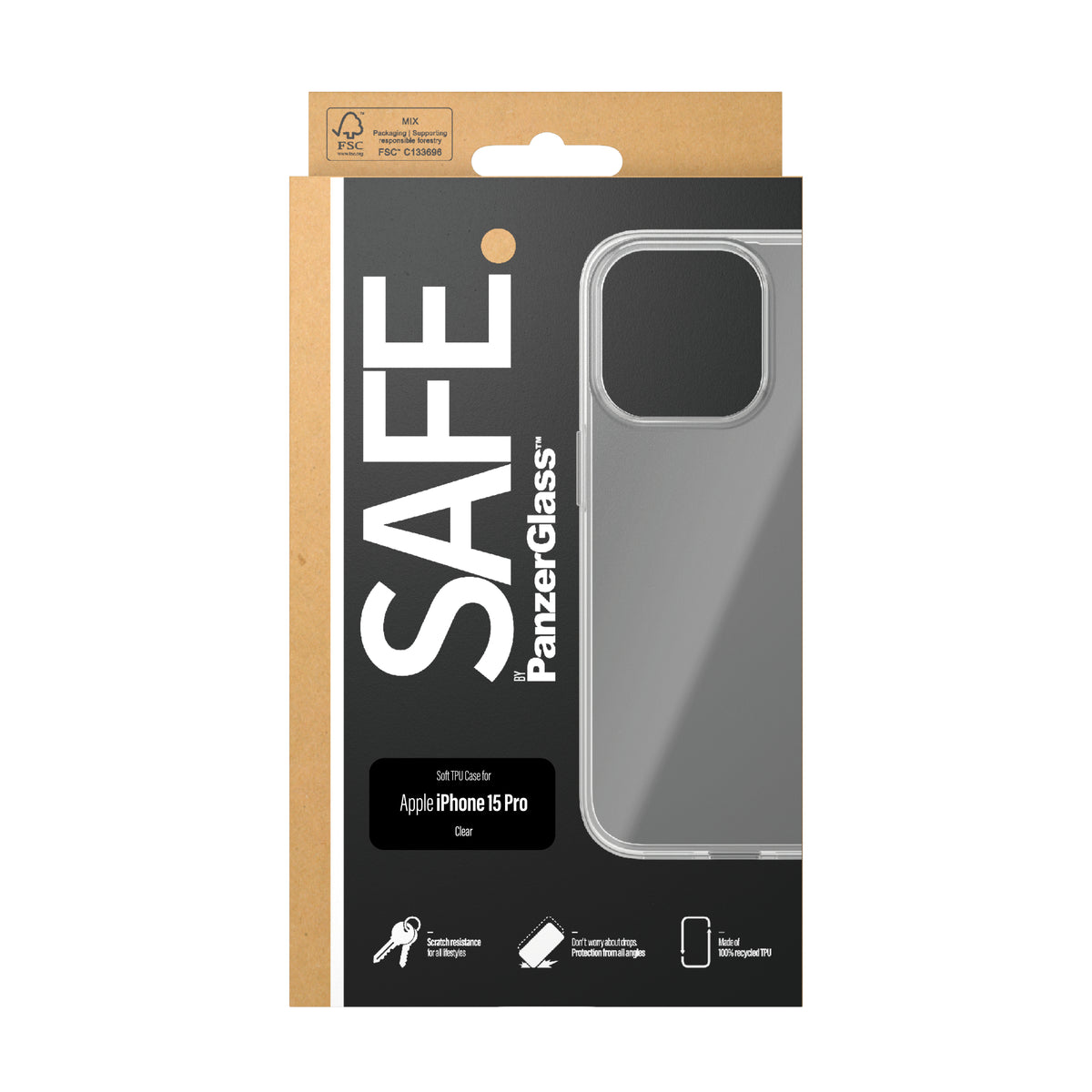 PanzerGlass SAFE. by ® TPU Case Transparent iPhone 15 Pro funda para teléfono móvil Transparente (3)